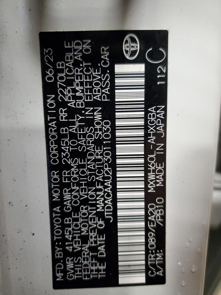 2023 TOYOTA PRIUS LE VIN:JTDACAAU2P3011030