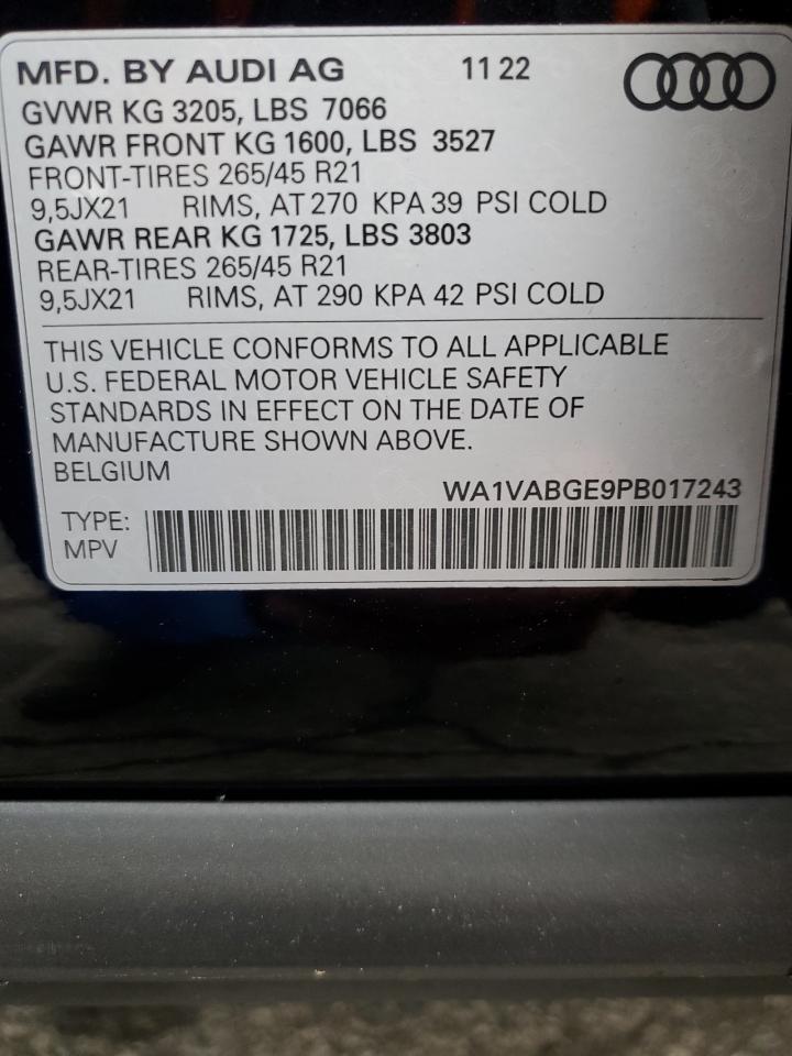 2023 AUDI E-TRON CHRONOS VIN:WA1VABGE9PB017243