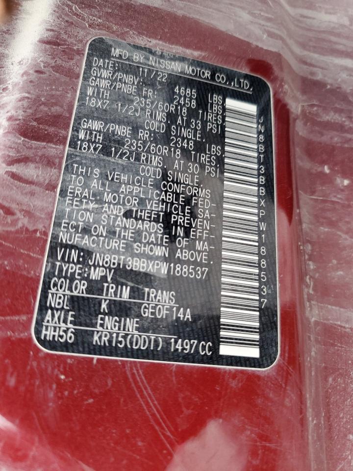 2023 NISSAN ROGUE SV VIN:JN8BT3BBXPW188537