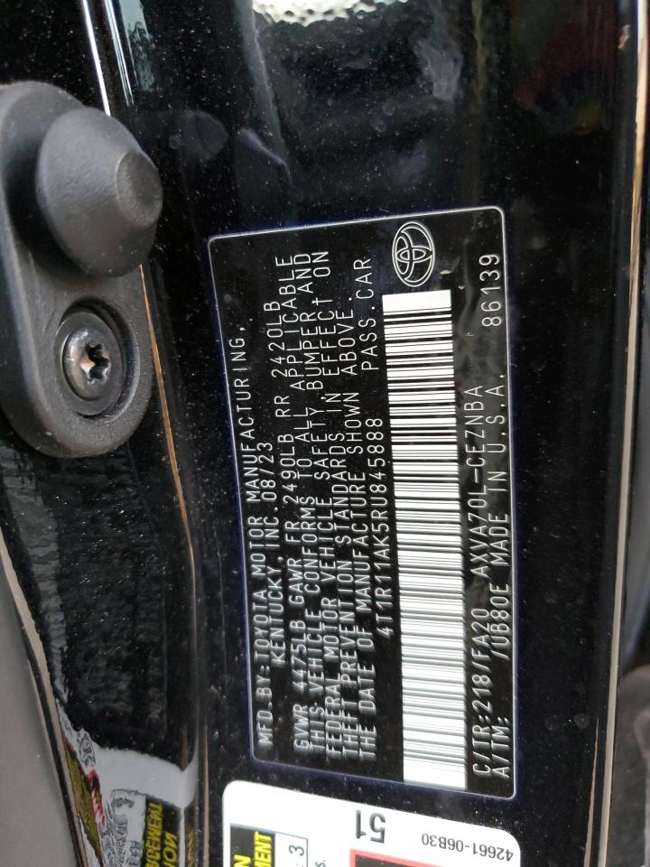 2024 TOYOTA CAMRY LE VIN:4T1R11AK5RU845888