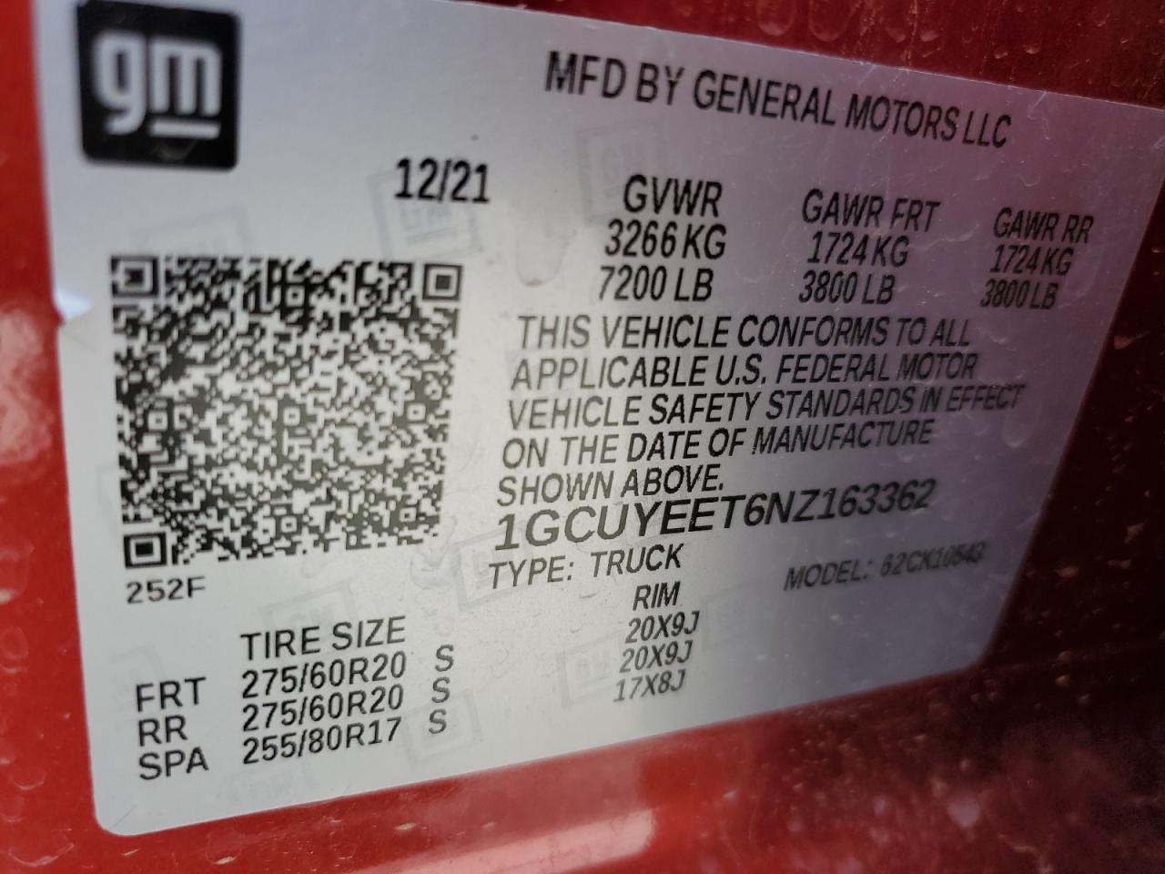 2022 CHEVROLET SILVERADO LTD K1500 RST VIN:1GCUYEET6NZ163362