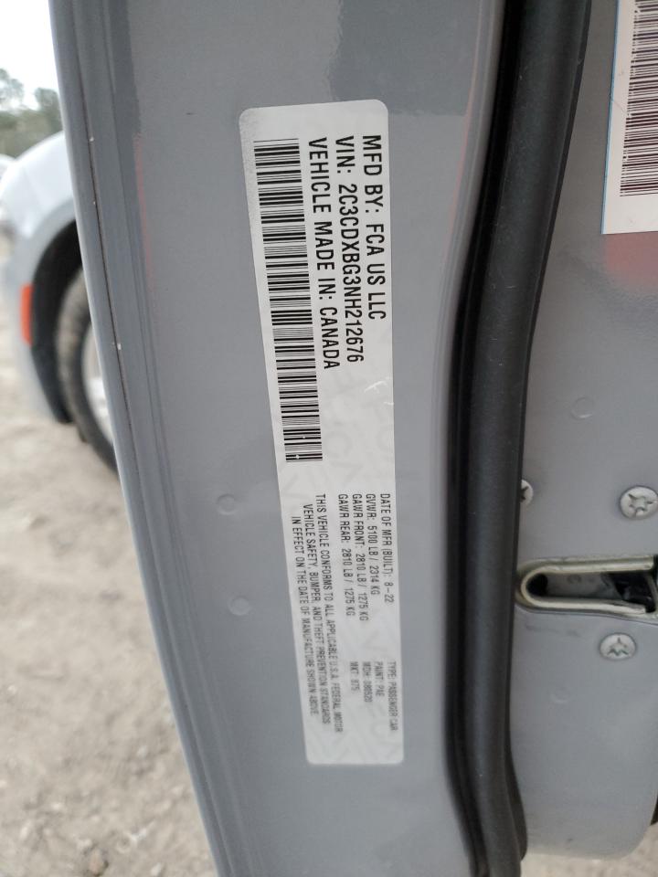 2022 DODGE CHARGER SXT VIN:2C3CDXBG3NH212676