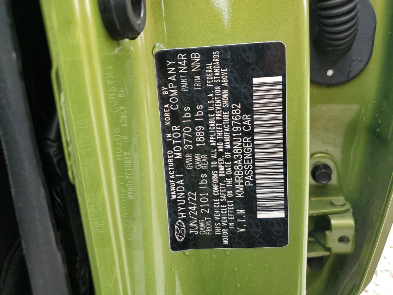 2022 HYUNDAI VENUE SE VIN:KMHRB8A38NU197682