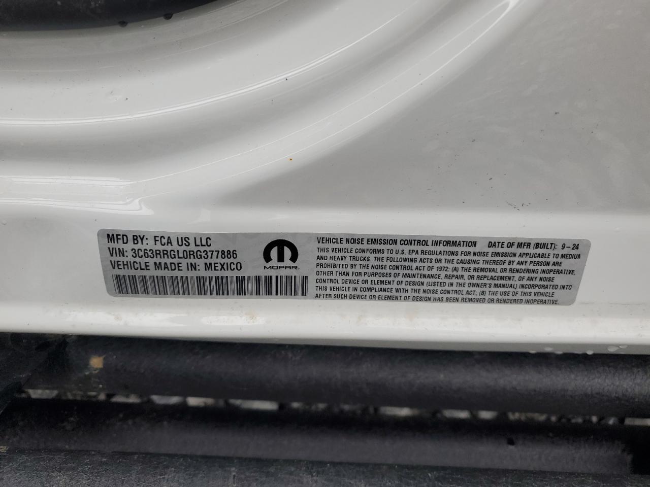 2024 RAM 3500 TRADESMAN VIN:3C63RRGL0RG377886