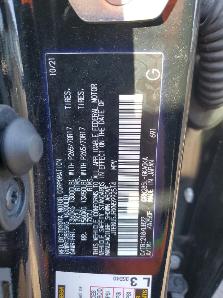 2022 TOYOTA 4RUNNER SR5/SR5 PREMIUM VIN:JTENU5JRXN5992514