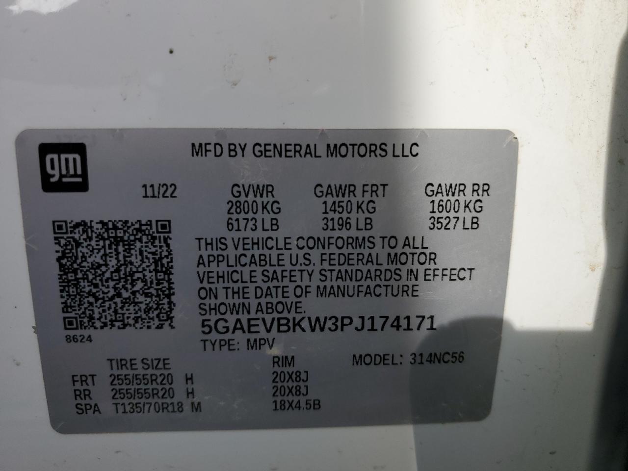 2023 BUICK ENCLAVE PREMIUM VIN:5GAEVBKW3PJ174171