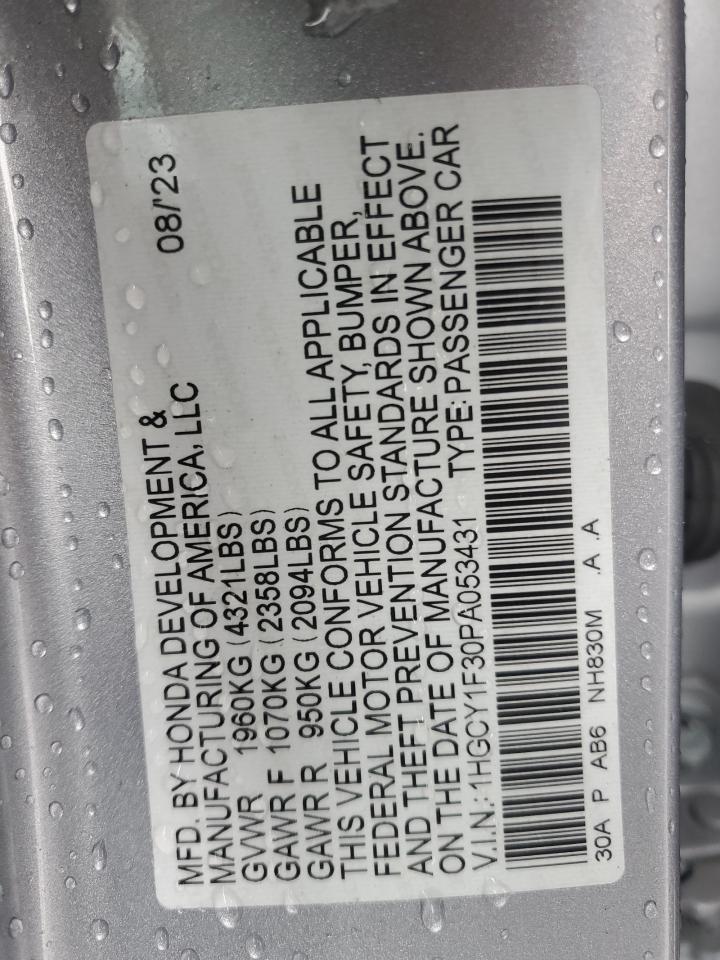 2023 HONDA ACCORD EX VIN:1HGCY1F30PA053431