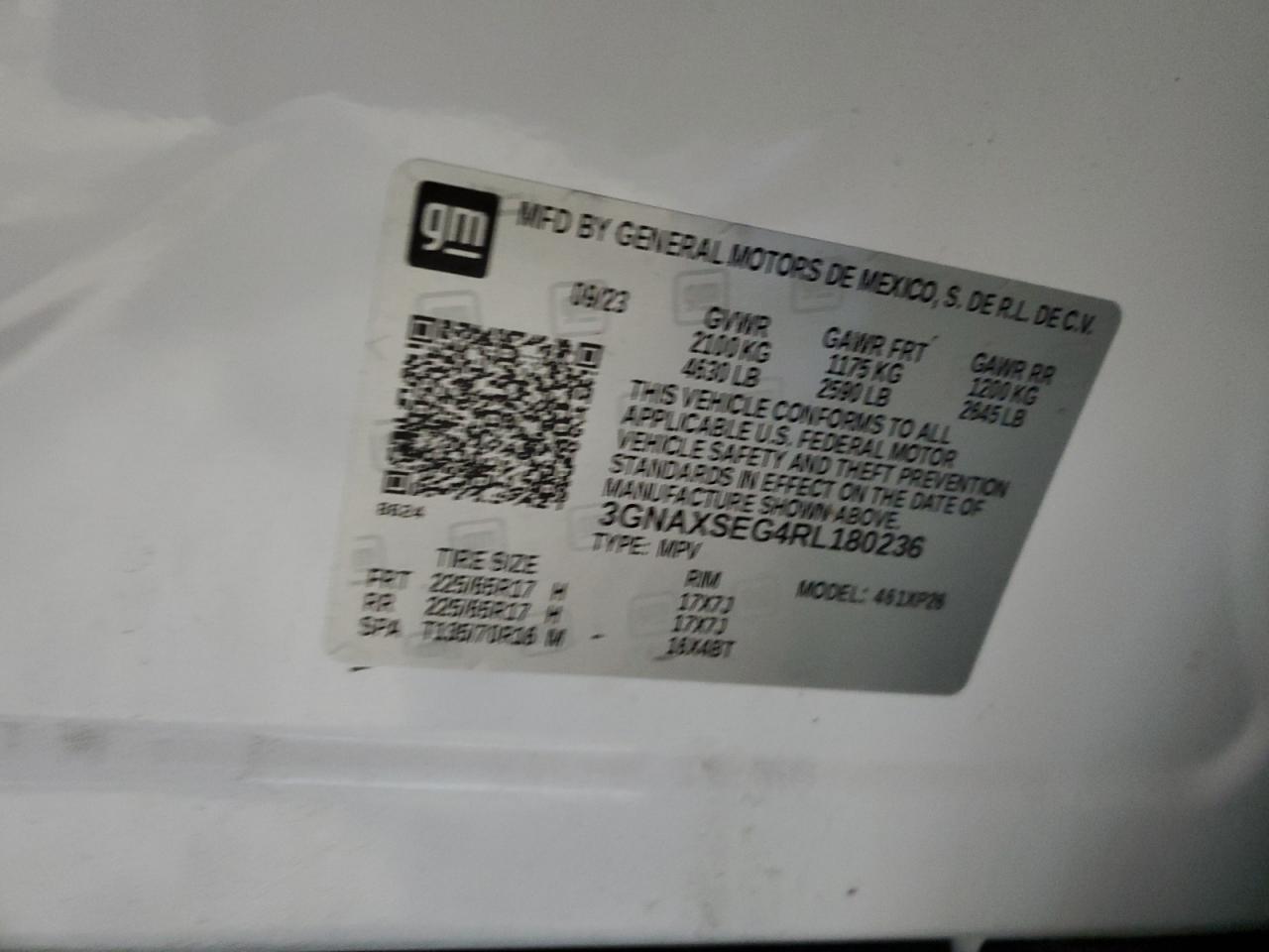 2024 CHEVROLET EQUINOX LS VIN:3GNAXSEG4RL180236