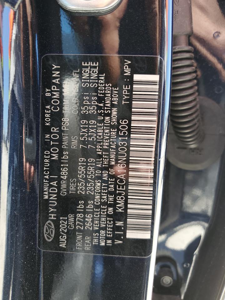 2022 HYUNDAI TUCSON LIMITED VIN:KM8JECA16NU031506