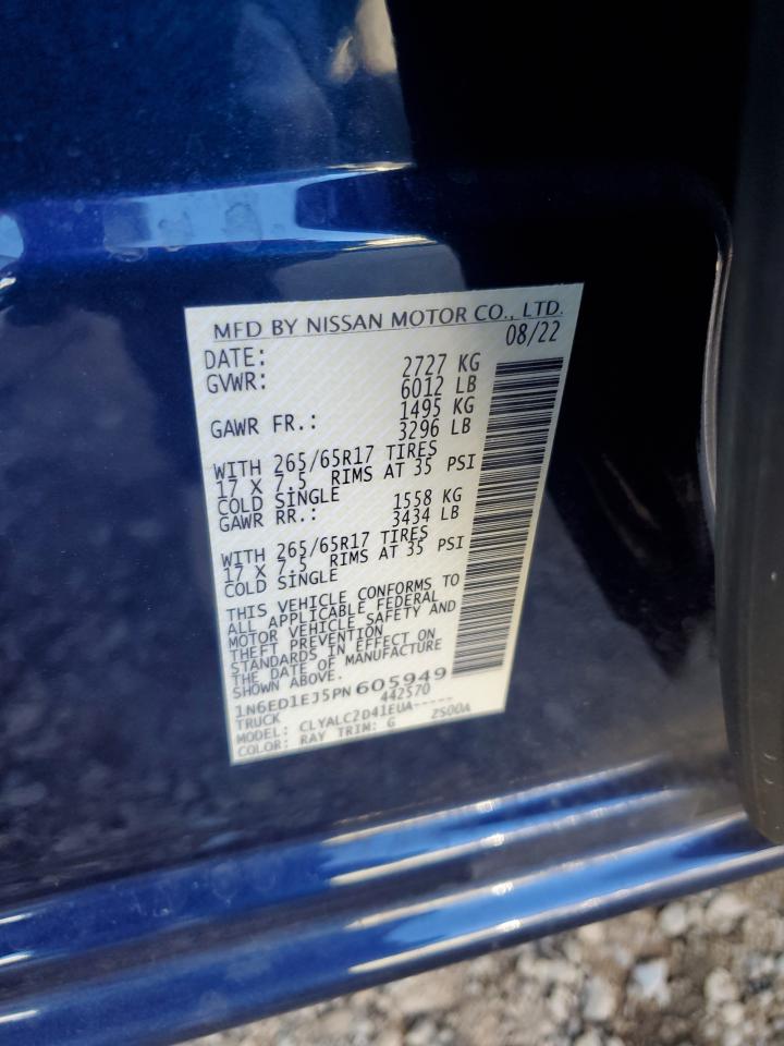 2023 NISSAN FRONTIER S VIN:1N6ED1EJ5PN605949