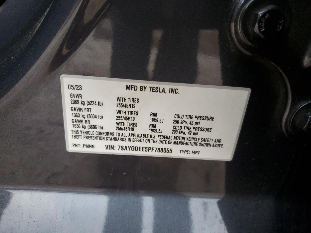 2023 TESLA MODEL Y  VIN:7SAYGDEE5PF788055