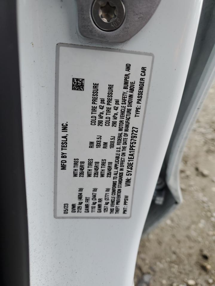 2023 TESLA MODEL 3  VIN:5YJ3E1EA1PF579727