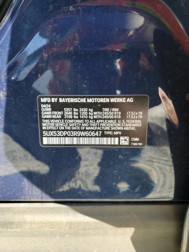 2024 BMW X3 XDRIVE30I VIN:5UX53DP03R9W60647