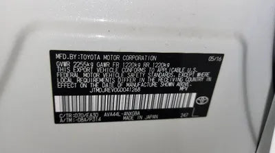 2016 Toyota RAV4 JTMDJREV0GD041268 VIN:JTMDJREV0GD041268