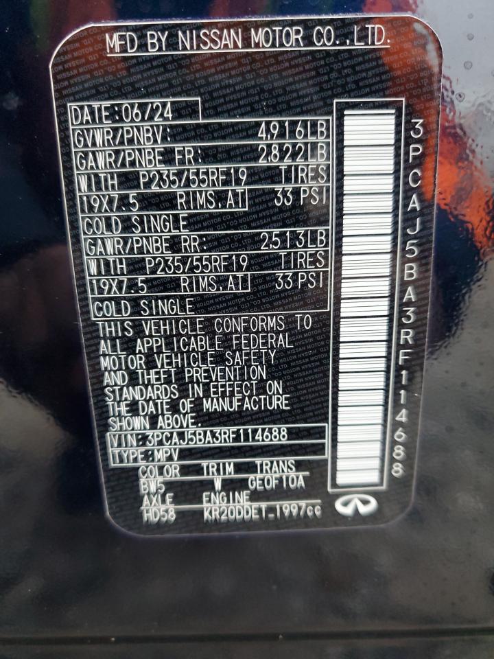 2024 INFINITI QX50 LUXE VIN:3PCAJ5BA3RF114688