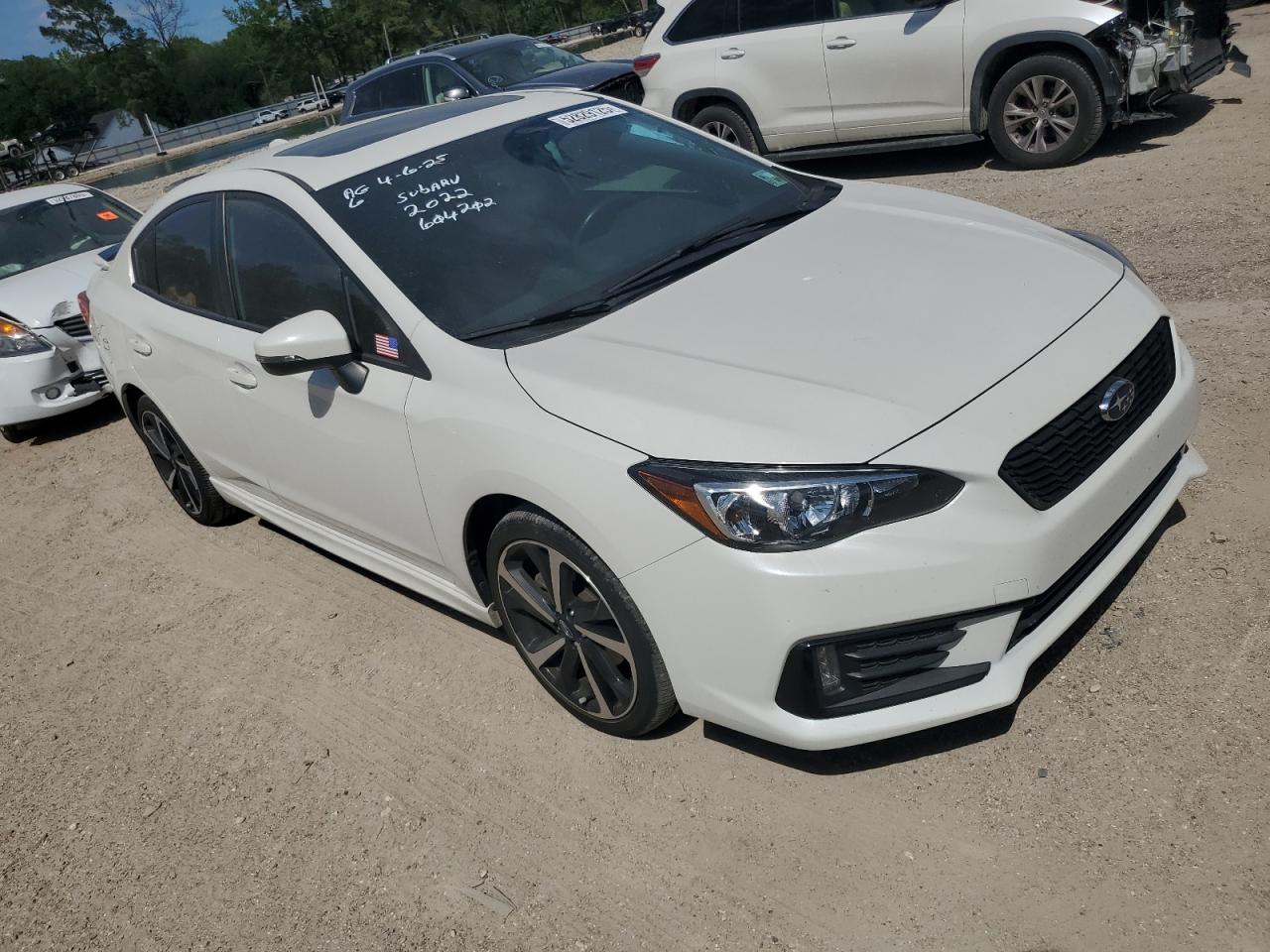 2022 SUBARU IMPREZA SPORT VIN:4S3GKAM62N3604202