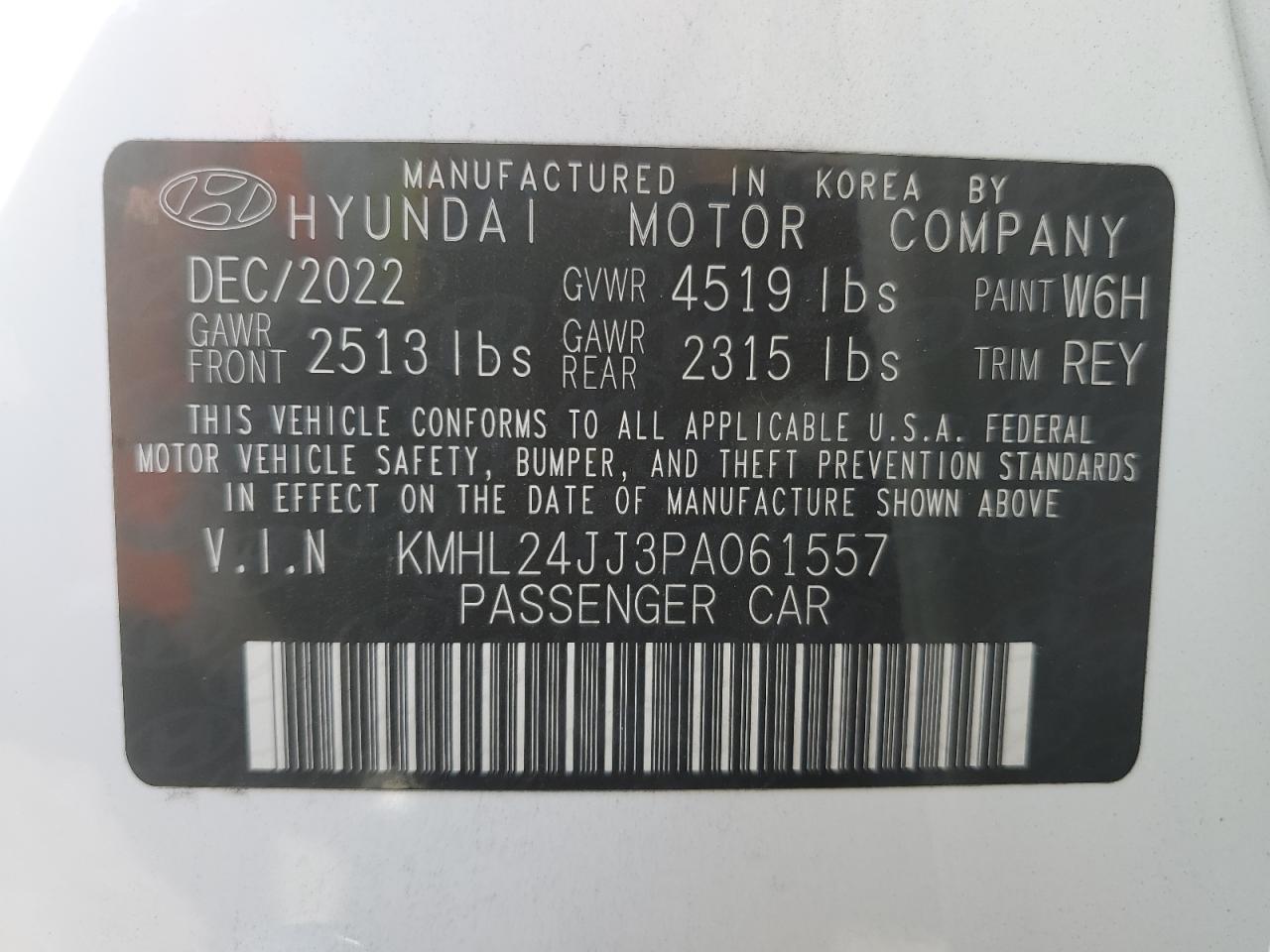 2023 HYUNDAI SONATA HYBRID VIN:KMHL24JJ3PA061557