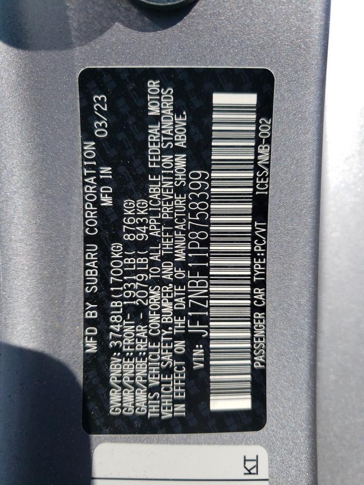 2023 TOYOTA GR 86 PREMIUM VIN:JF1ZNBF11P8758399