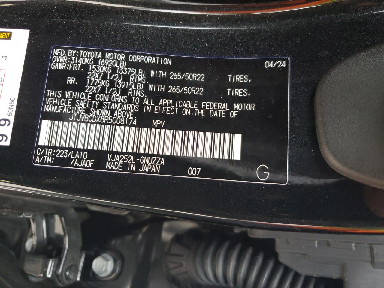 2024 LEXUS GX 550 LUXURY VIN:JTJVBCDX8R5008174