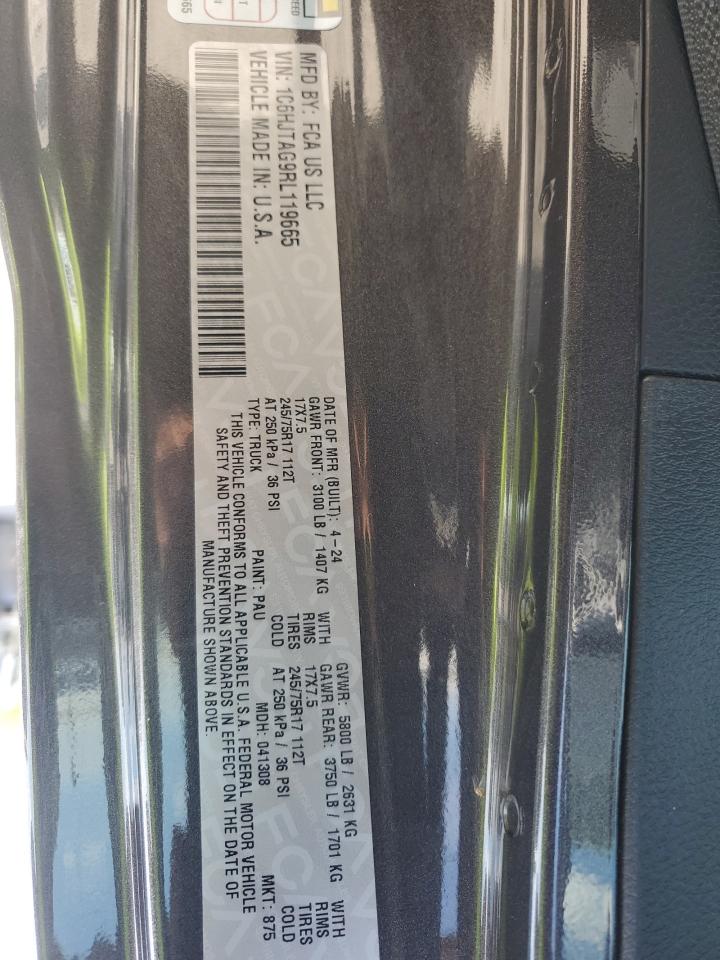 2024 JEEP GLADIATOR SPORT VIN:1C6HJTAG9RL119665