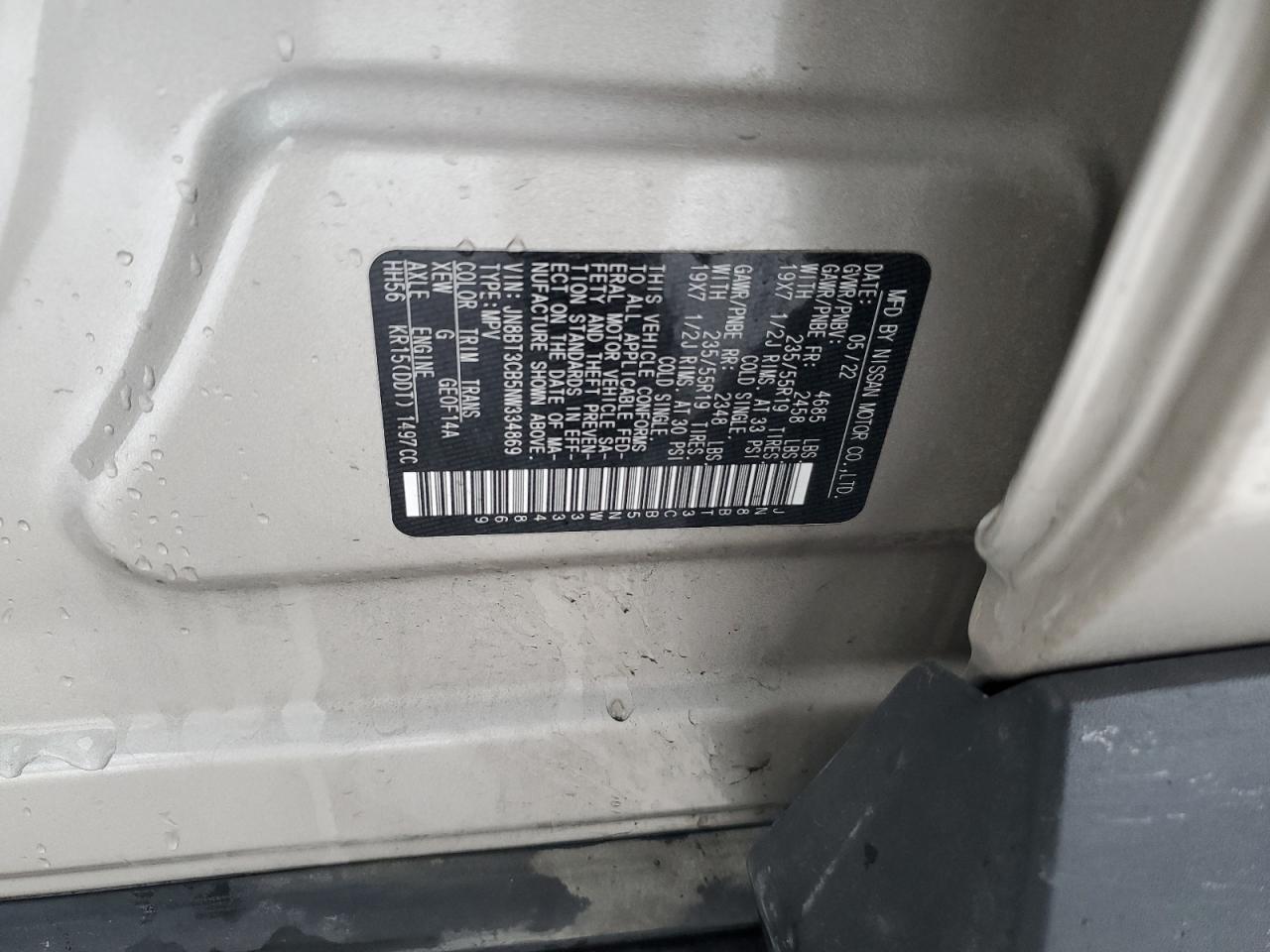 2022 NISSAN ROGUE SL VIN:1GYS4JEF3ER147510