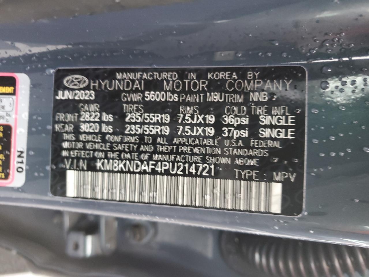 2023 HYUNDAI IONIQ 5 SEL VIN:KM8KNDAF4PU214721