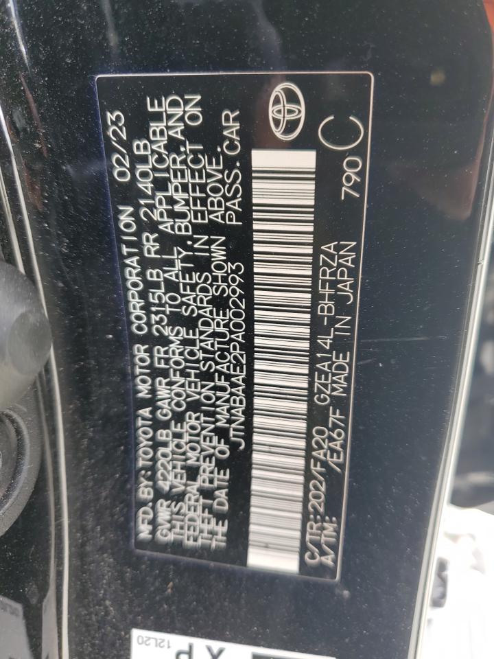 2023 TOYOTA GR COROLLA CORE VIN:JTNABAAE2PA002993