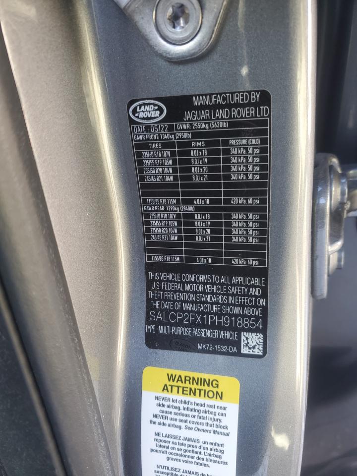 2023 LAND ROVER DISCOVERY SPORT SE VIN:SALCP2FX1PH918854