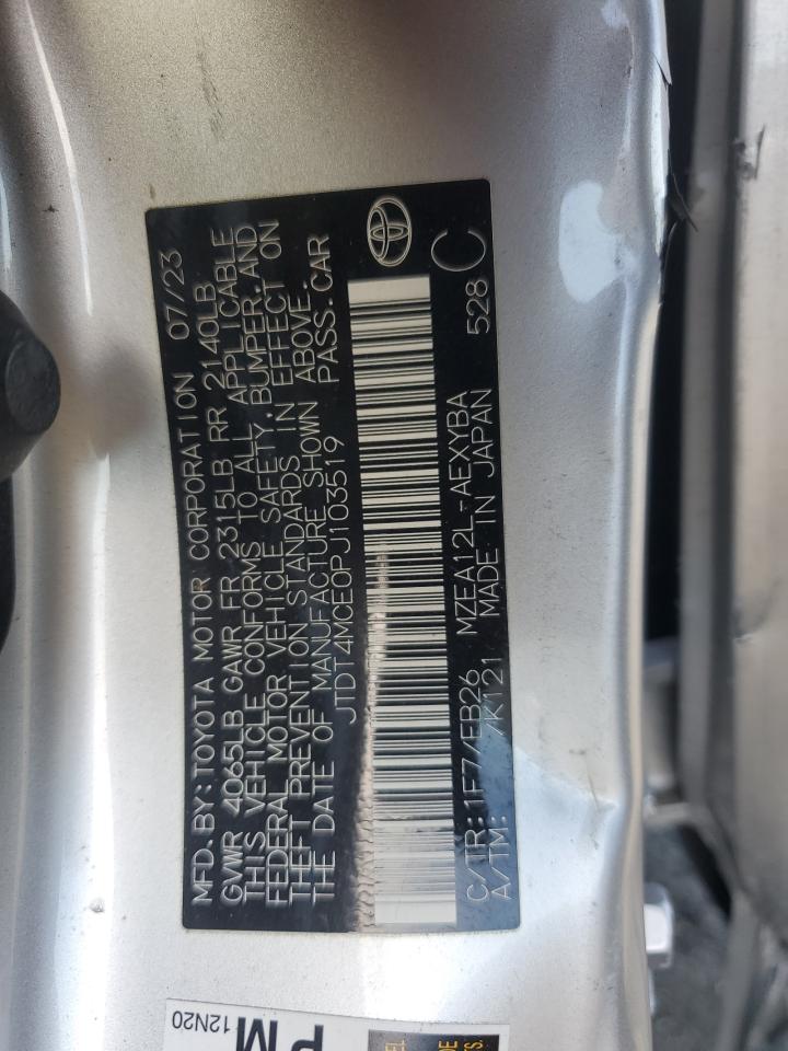 2023 TOYOTA COROLLA XSE VIN:JTDT4MCE0PJ103519
