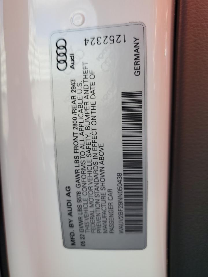 2022 AUDI A7 PRESTIGE S-LINE VIN:WAUV2BF29NN050438