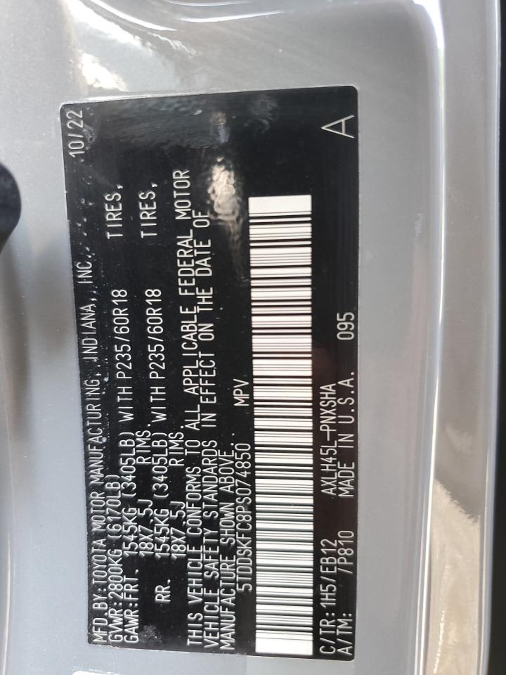 2023 TOYOTA SIENNA XSE VIN:5TDDSKFC8PS074850