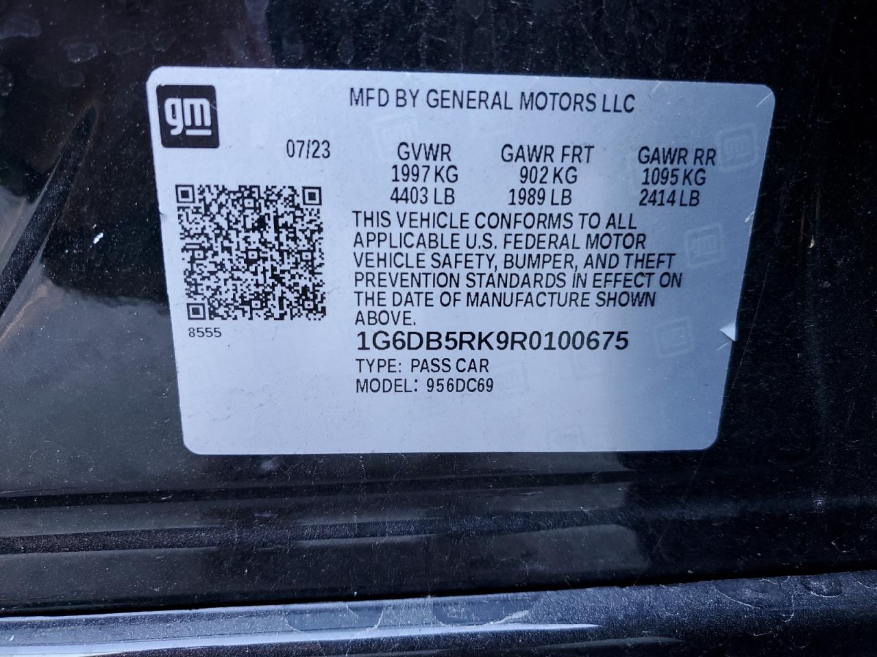 2024 CADILLAC CT4 PREMIUM LUXURY VIN:1G6DB5RK9R0100675