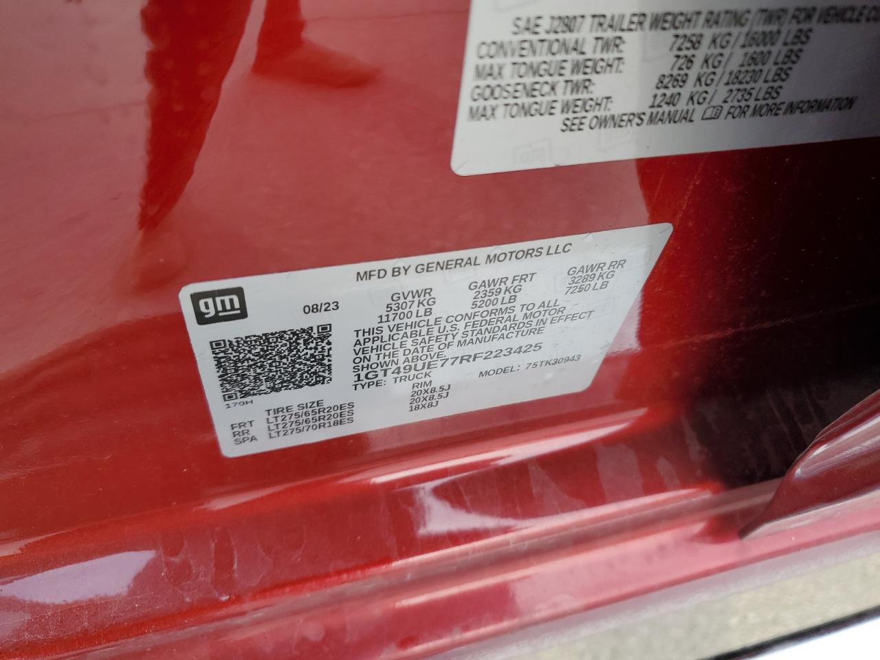 2024 GMC SIERRA K3500 SLT VIN:19XFL2H80PE016031
