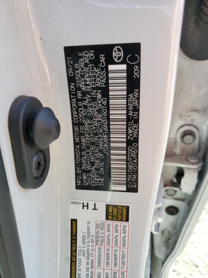 2022 TOYOTA PRIUS NIGHT SHADE VIN:JTDKAMFU6N3160140