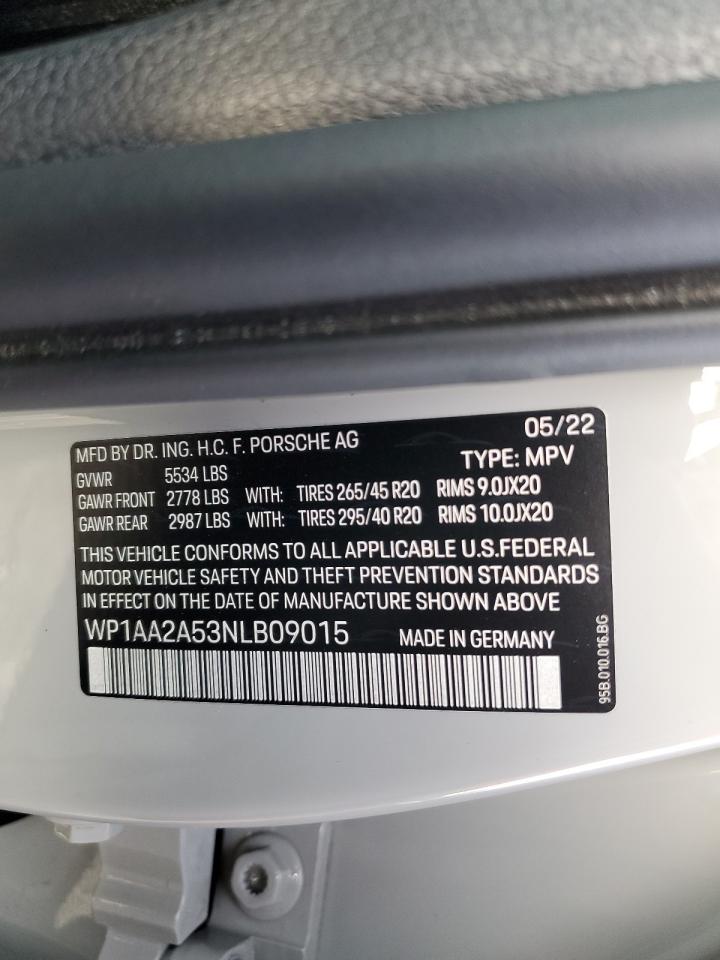 2022 PORSCHE MACAN  VIN:WP1AA2A53NLB09015