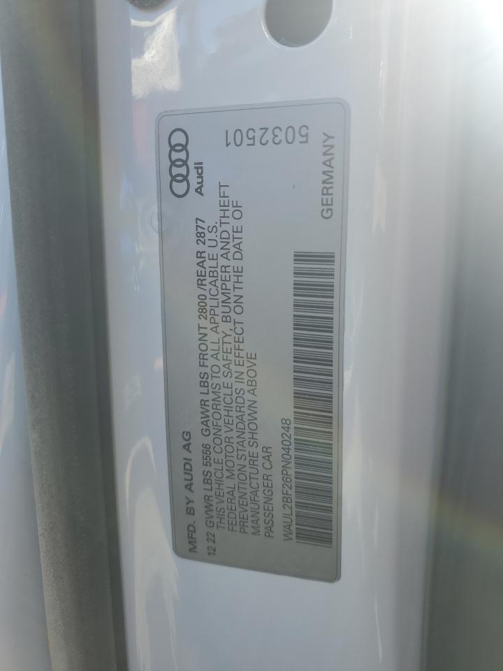 2023 AUDI A6 PREMIUM PLUS VIN:WAUL2BF26PN040248