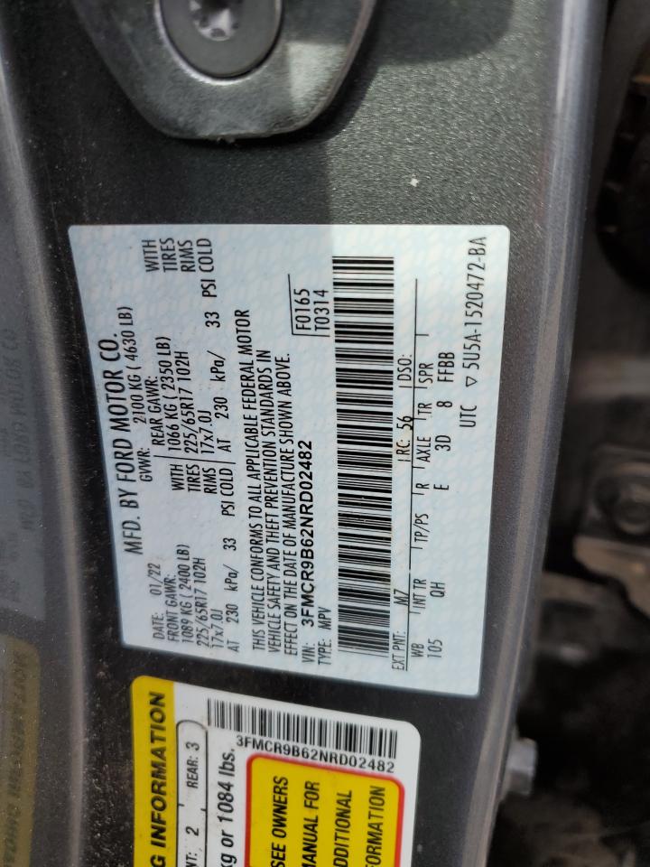 2022 FORD BRONCO SPORT BIG BEND VIN:3FMCR9B62NRD02482