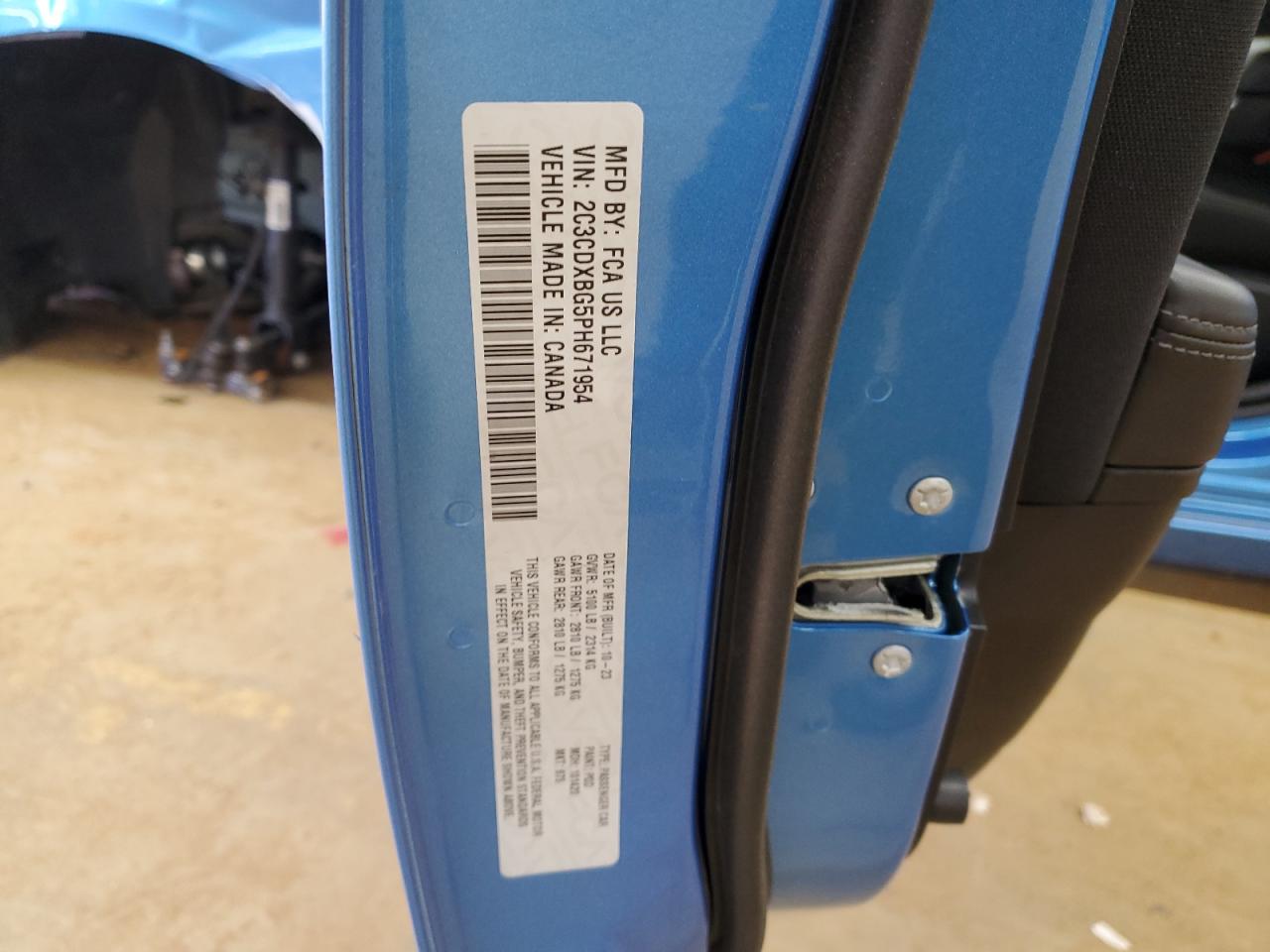 2023 DODGE CHARGER SXT VIN:2C3CDXBG5PH671954