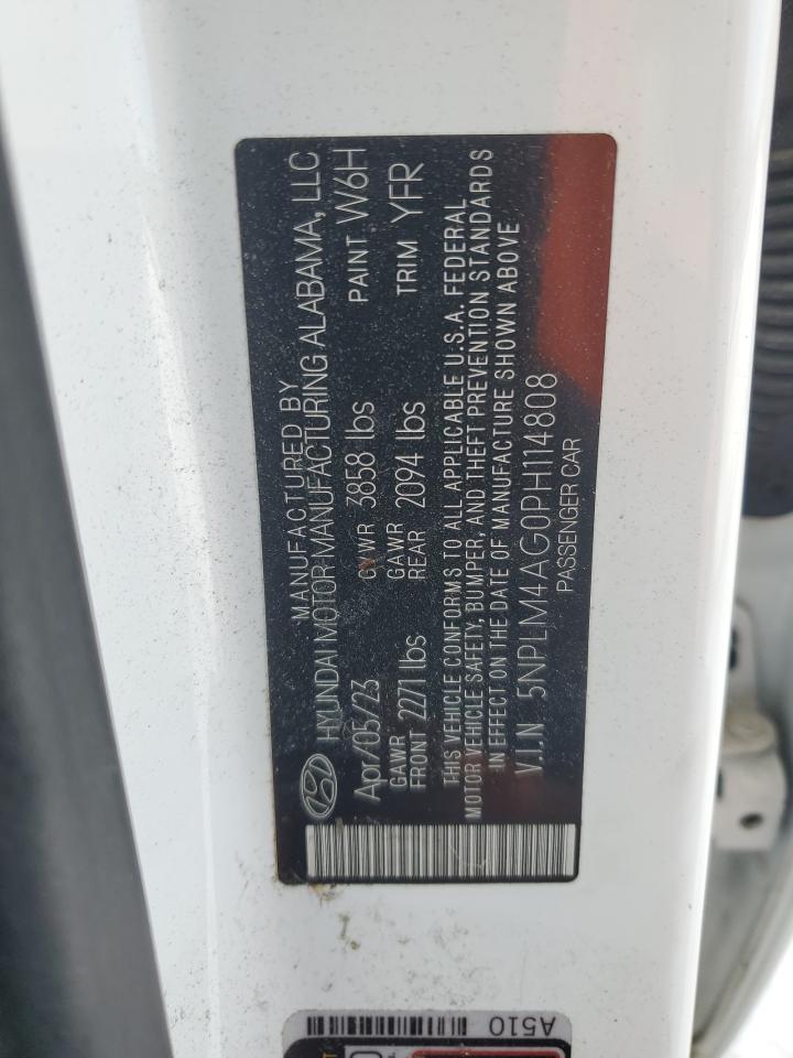 2023 HYUNDAI ELANTRA SEL VIN:5NPLM4AG0PH114808