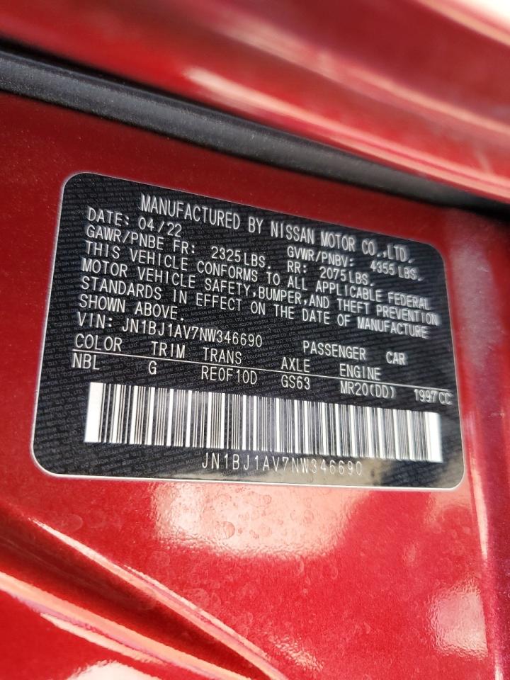 2022 NISSAN ROGUE SPORT S VIN:JN1BJ1AV7NW346690
