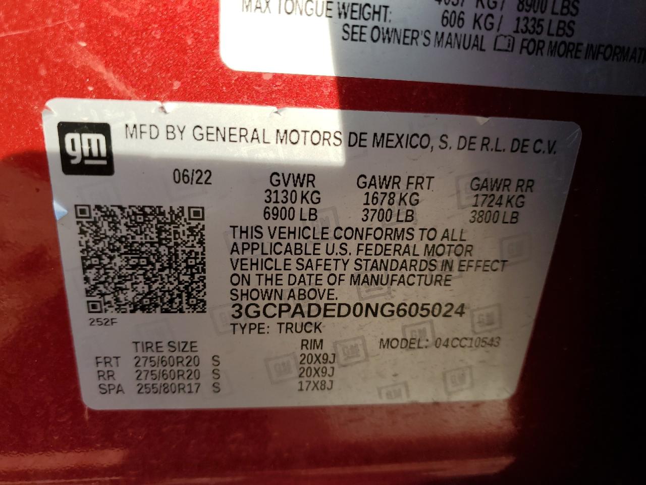 2022 CHEVROLET SILVERADO C1500 RST VIN:1FMCU0GX4DUB25839