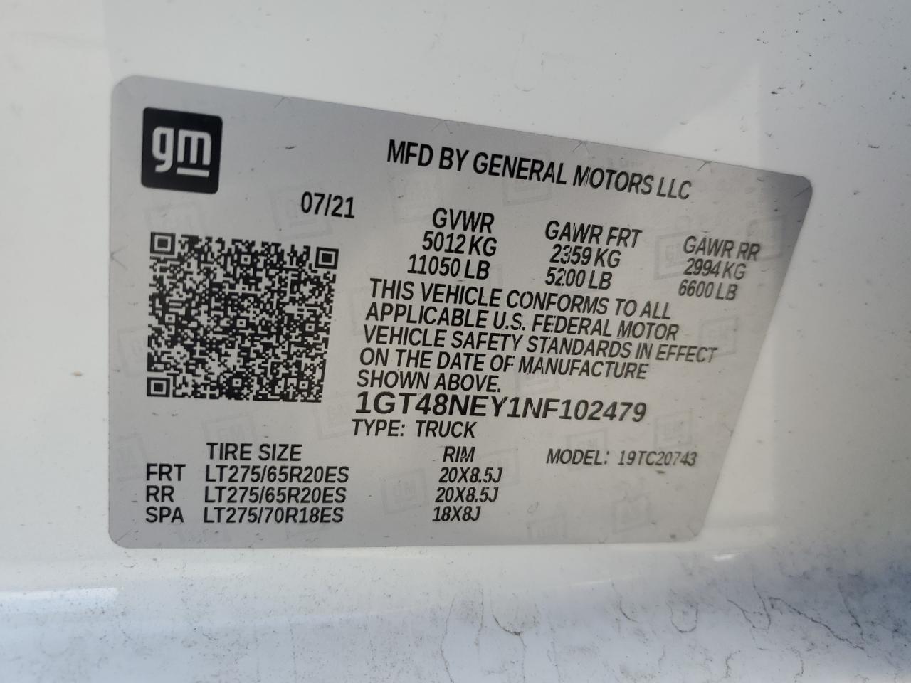 2022 GMC SIERRA C2500 SLT VIN:1GT48NEY1NF102479
