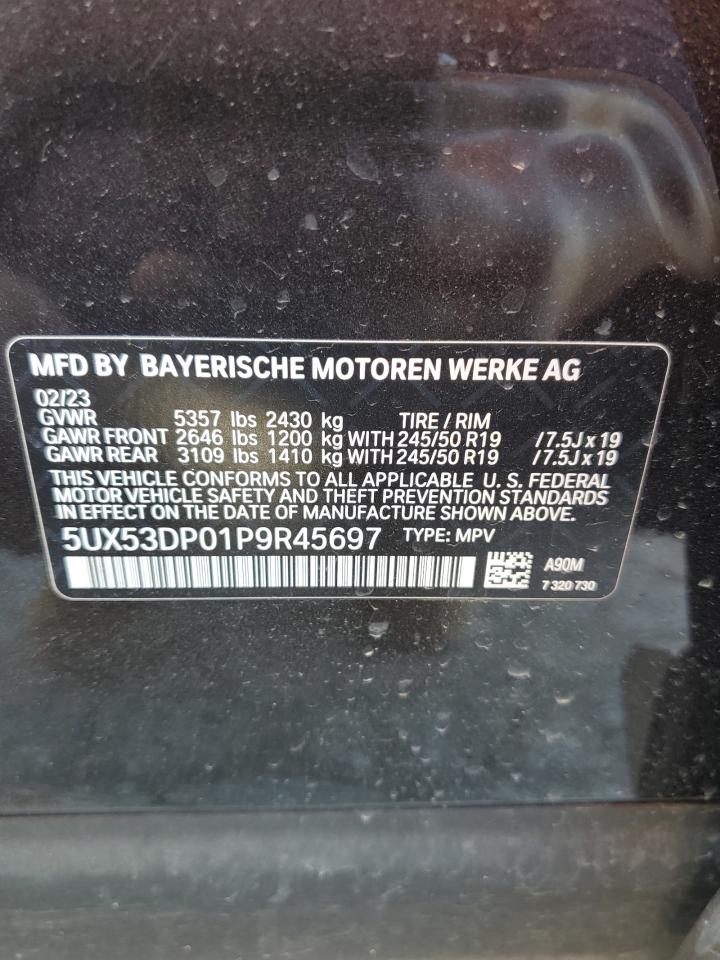 2023 BMW X3 XDRIVE30I VIN:5UX53DP01P9R45697