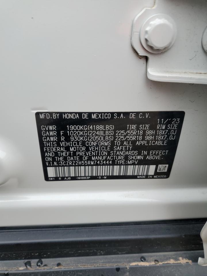 2024 HONDA HR-V SPORT VIN:3CZRZ2H55RM743444