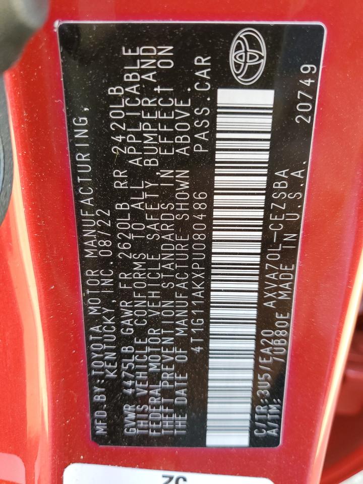 2023 TOYOTA CAMRY SE NIGHT SHADE VIN:4T1G11AKXPU080486