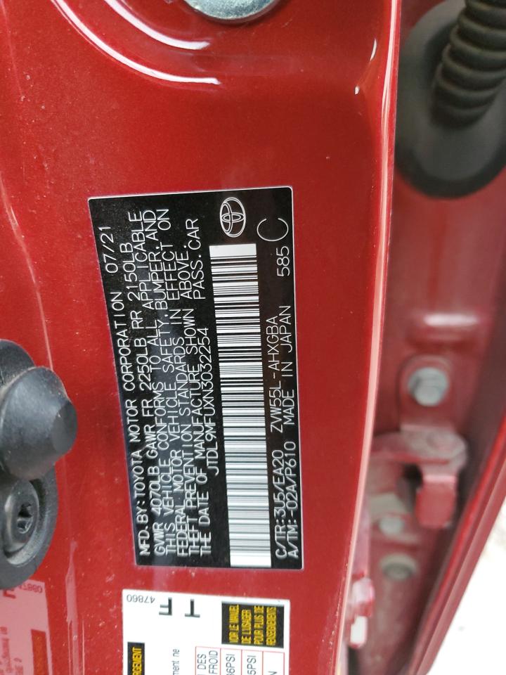 2022 TOYOTA PRIUS LE VIN:JTDL9MFUXN3032254