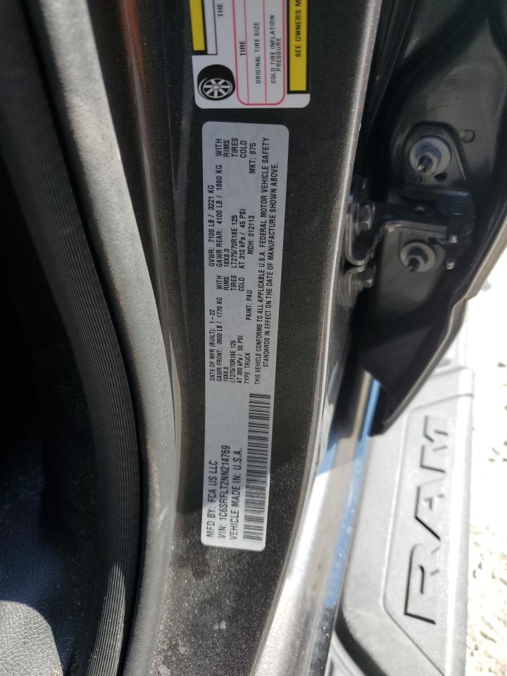 2022 RAM 1500 REBEL VIN:1C6SRFLT2NN214769