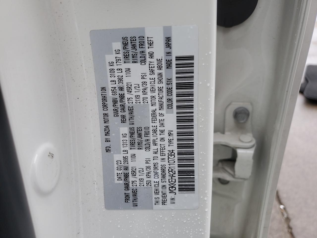 2024 MAZDA CX-90 PREMIUM PLUS VIN:JM3KKEHA2R1107384