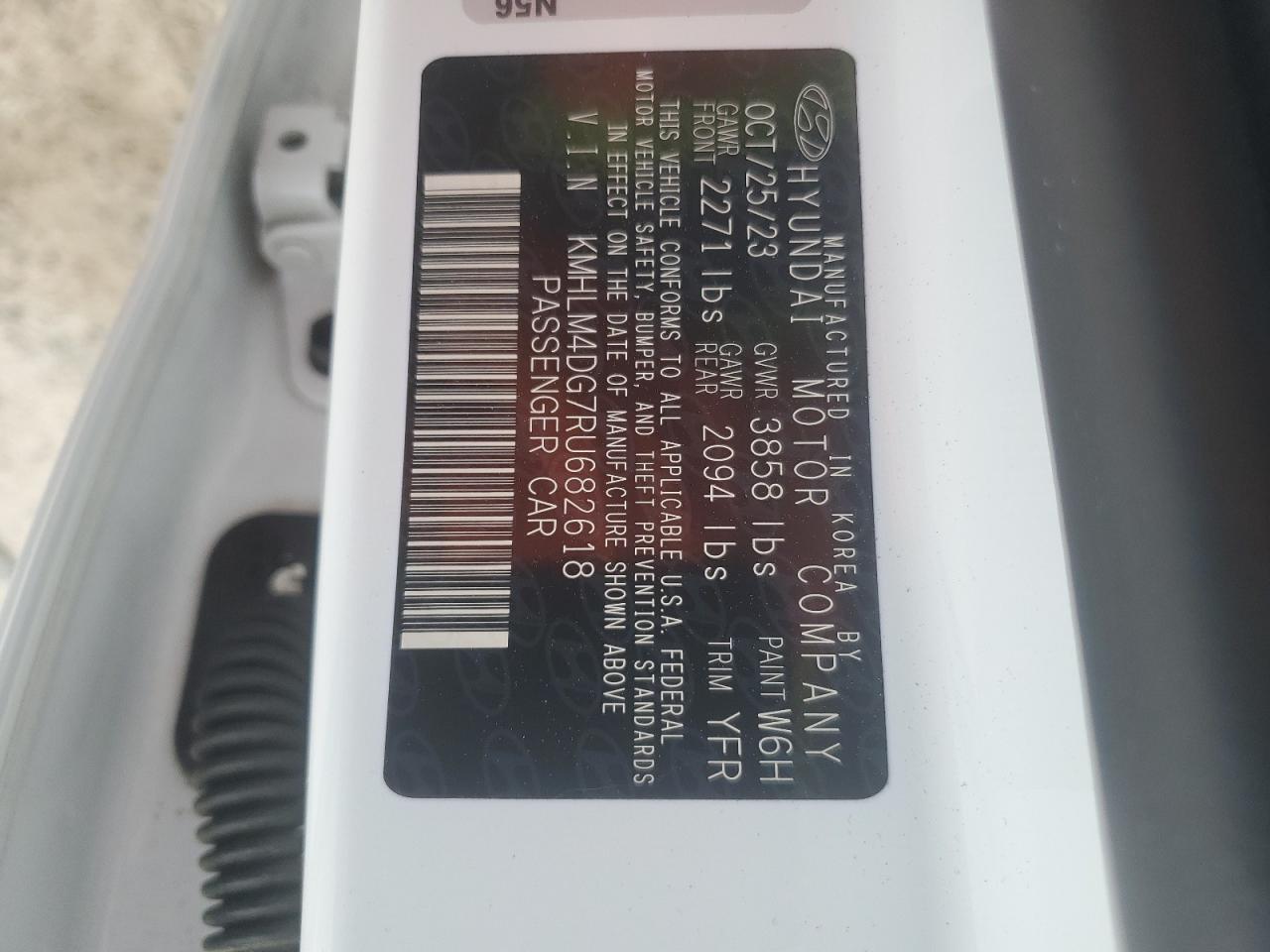 2024 HYUNDAI ELANTRA SEL VIN:KMHLM4DG7RU682618