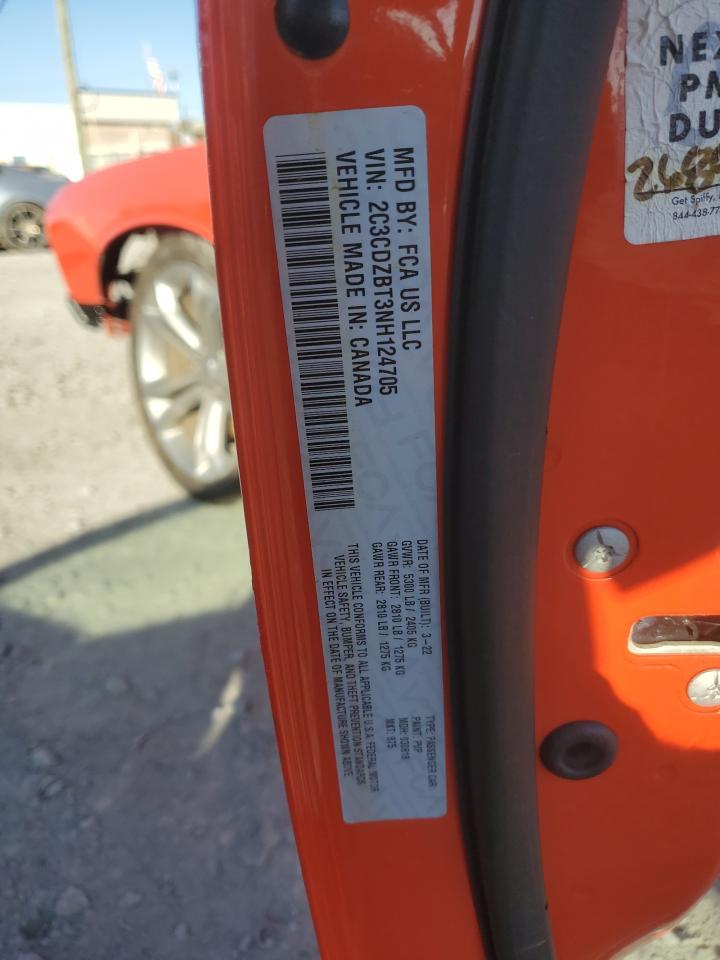 2022 DODGE CHALLENGER R/T VIN:2C3CDZBT3NH124705